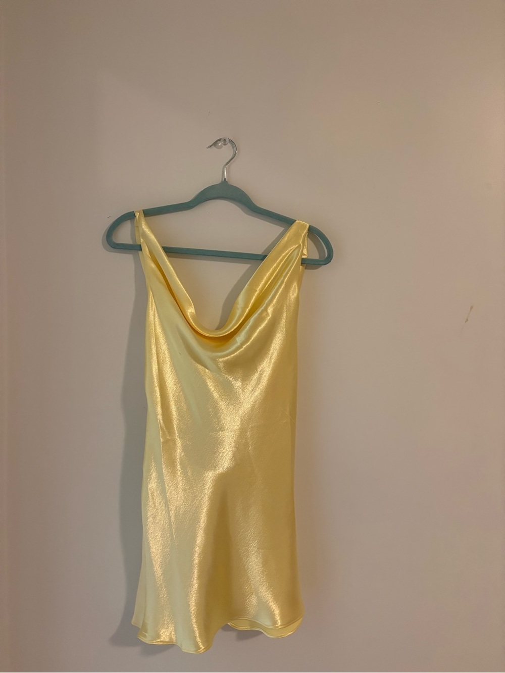 Hello Molly Lemon Satin Cowl Mini Dress